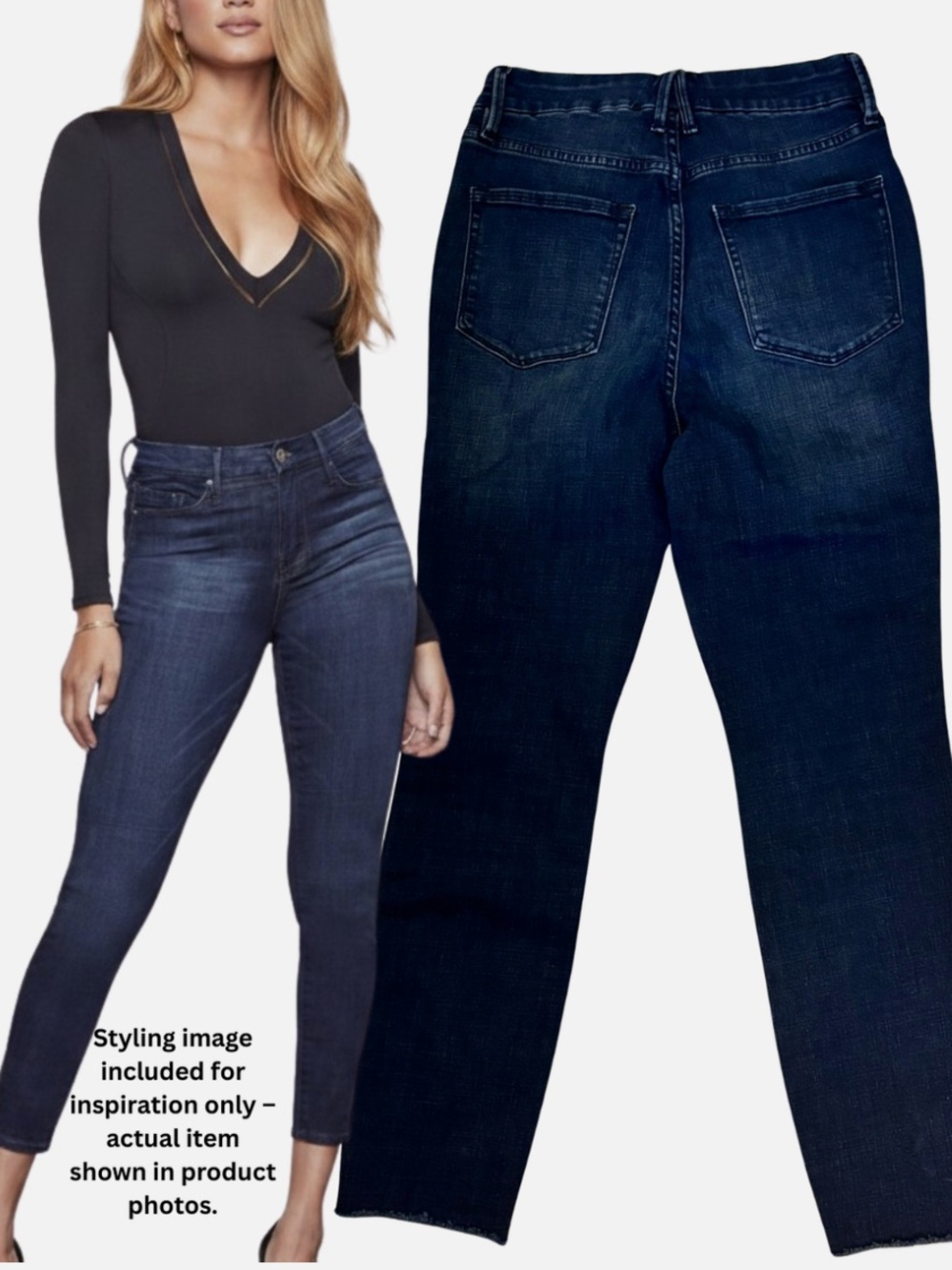 Good American Good Waist Skinny Cropped Jeans High Rise Stretch 8/29 Great Fit!